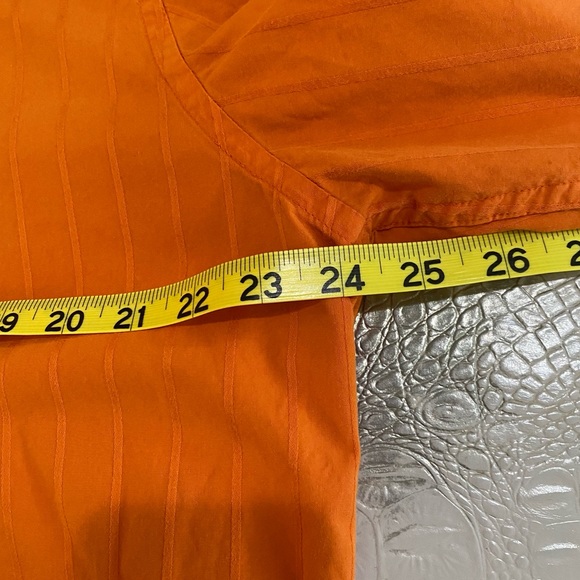 Perry Ellis size L Heavyweight Orange Striped Business Casual Button Front Shirt - Picture 3 of 8